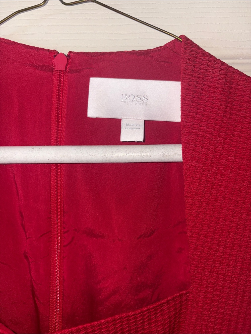 HUGO BOSS Drilekara Red Knit Cap Sleeve Dress 40